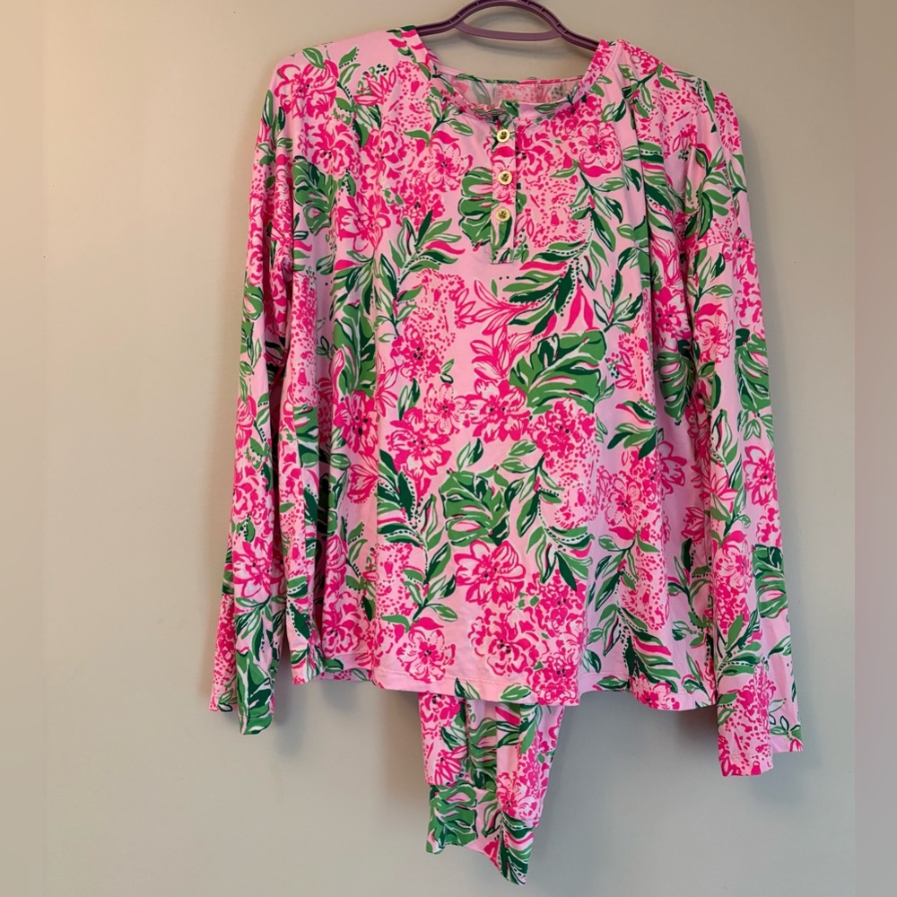 Lilly Pulitzer Pink and Green Floral Top